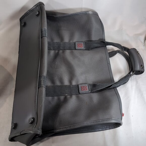 Givenchy Vintage Gray Red Travel Satchel Bag Duffle Carry On Overnight Logo Grey - Picture 6 of 14